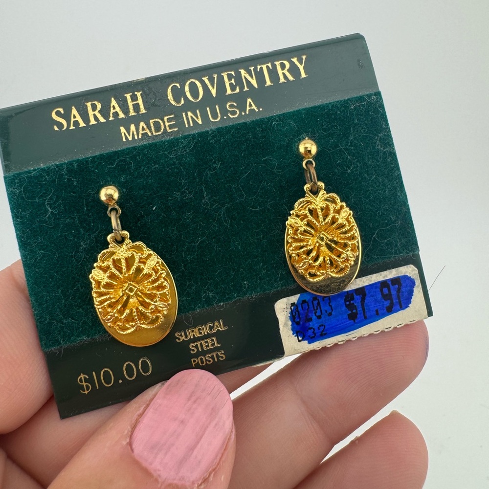 Sarah‎ Coventry Gold Tone Earrings NEW